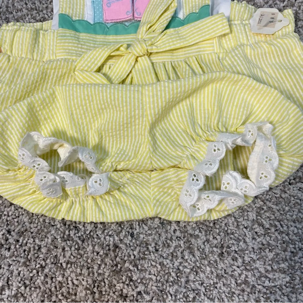 Vintage Pete’s Jeans by Good Lad baby romper and bonnet